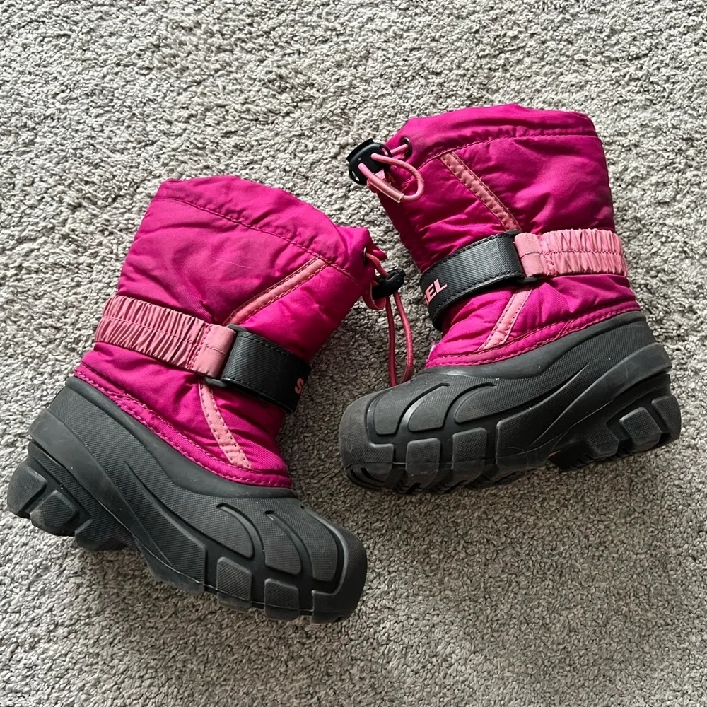 Sorel Flurry Winter Snow Boots Toddler Size 8 Pink Lined Insulated Girls Kids